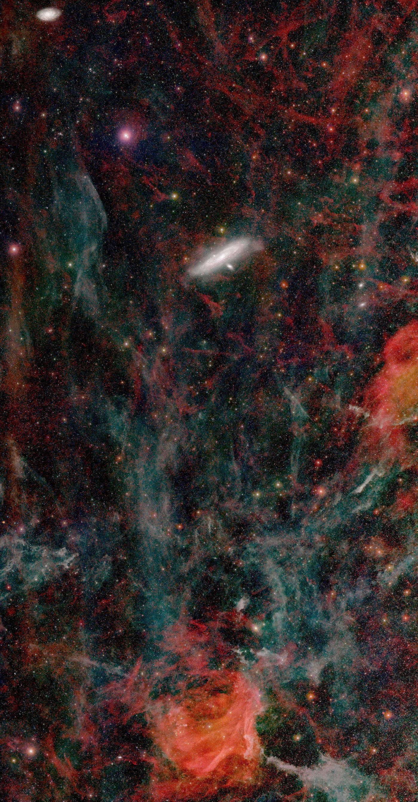 M33 to SH2-126 in H-alpha (red), blue continuum (green) and red continuum (blue)