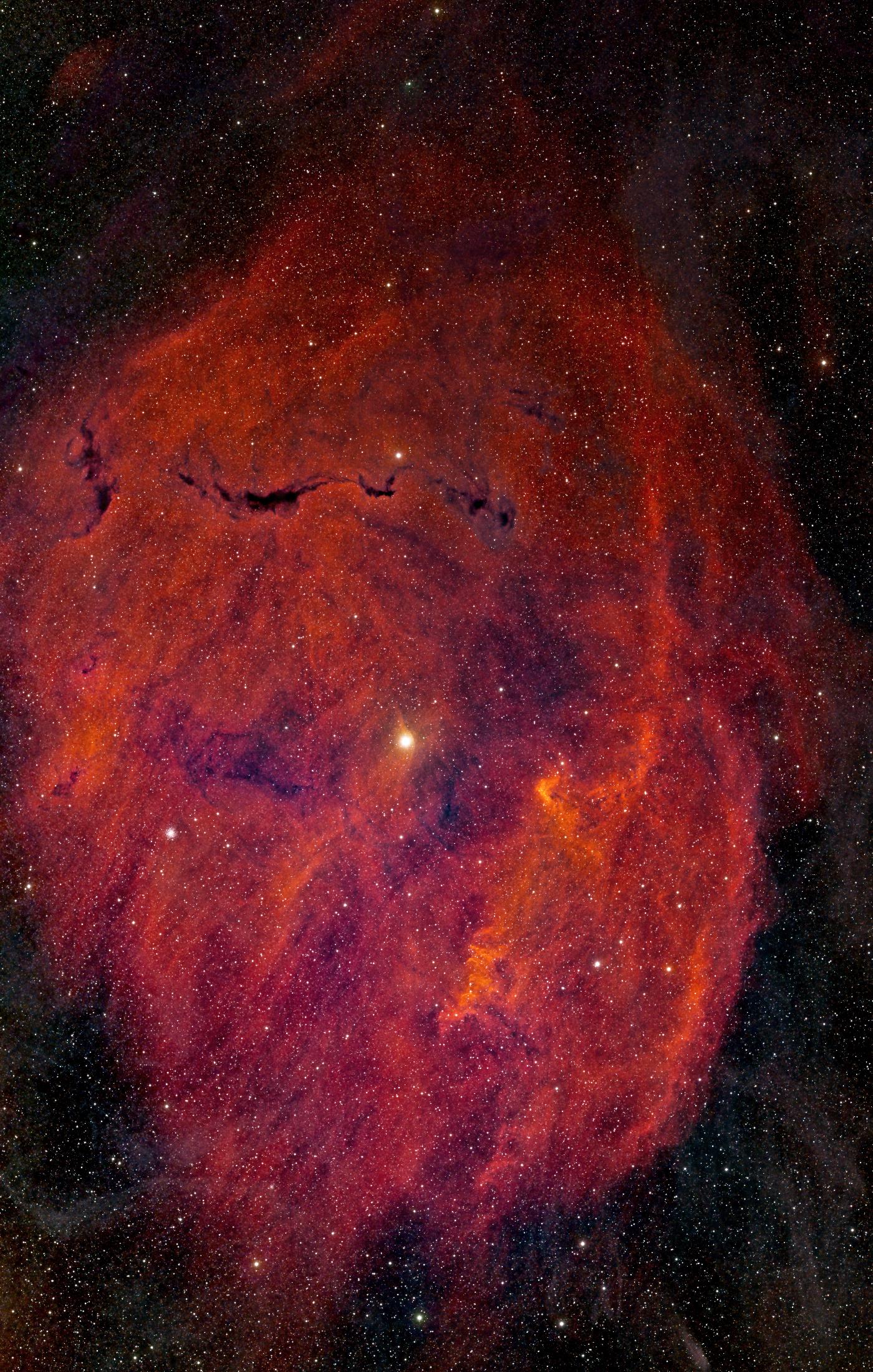SH2-27 (Zeta Ophiuchi Nebula) in H-alpha, blue continuum and red continuum